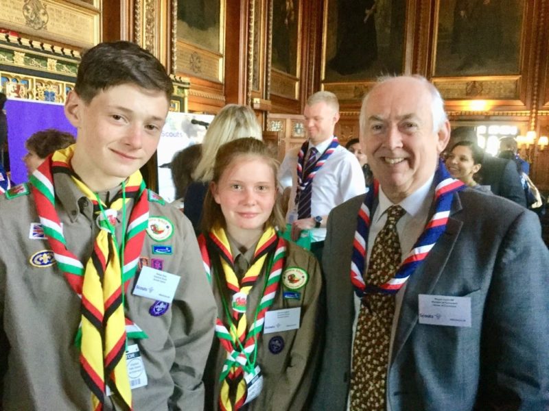 At an event celebrating UK Scouting in Parliament, with 2 Scouts who had just returned from a visit to Ethiopia