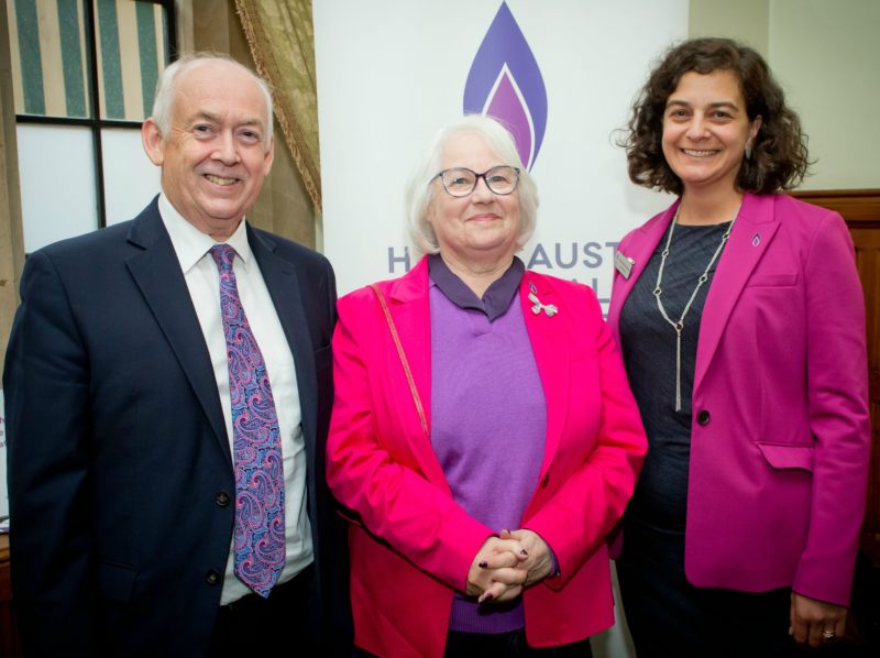 Wayne is with Holocaust survivor Joan Salter MBE (middle) and Olivia Marks-Woldman, Chief Executive of Holocaust Memorial Day Trust (right).